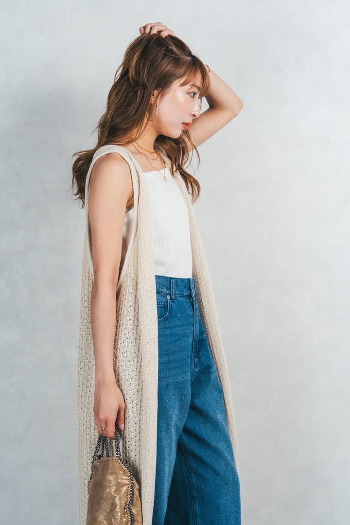 ［SET］Multi-Way ロングジレ＋ラインストーンストレートデニム