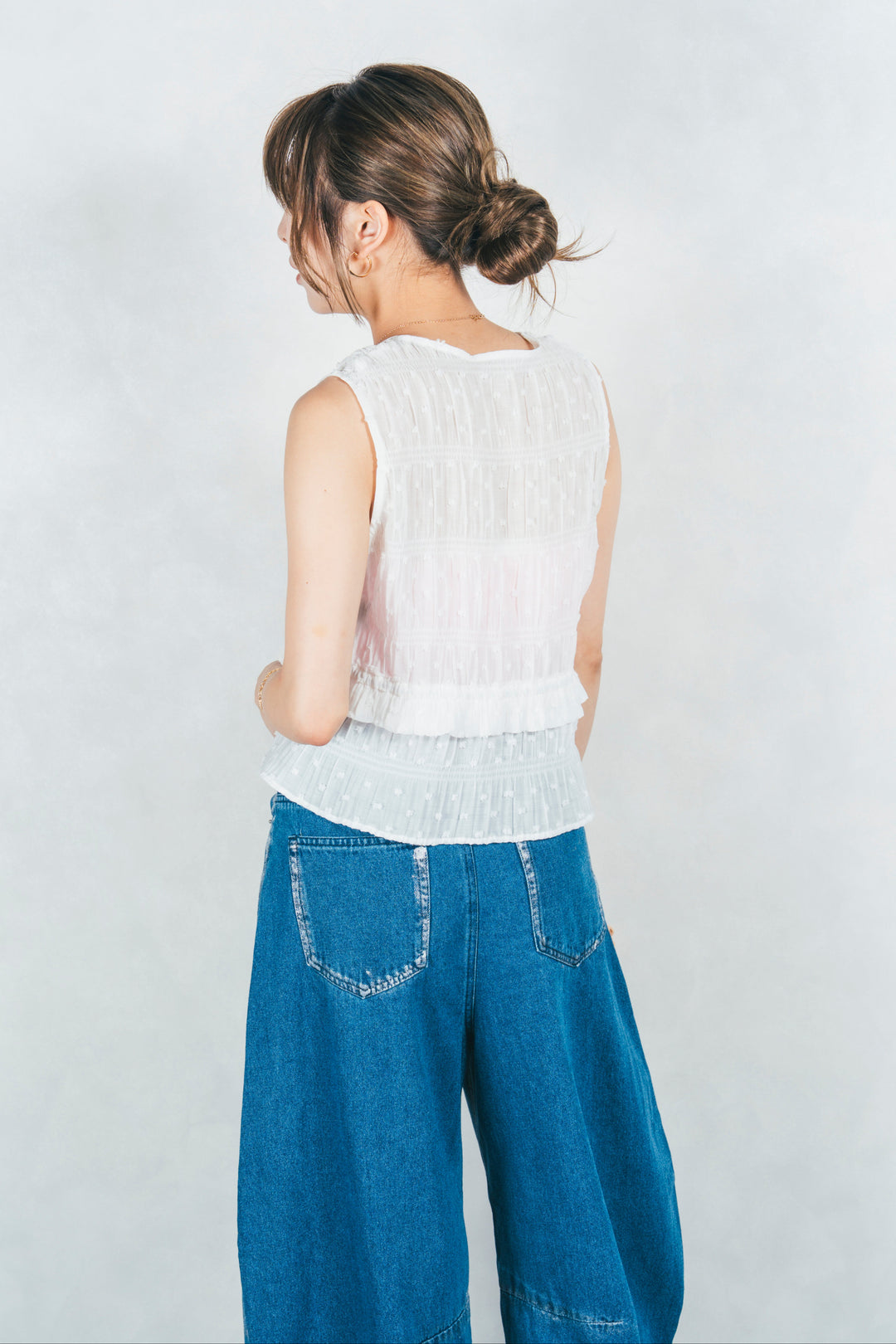 フロントリボンシャーリングトップス (OFF WHITE)