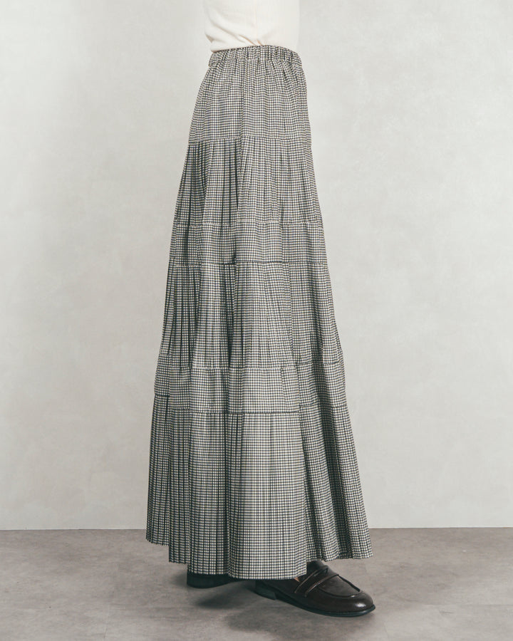 プリーツティアードLongスカート (CHECK)