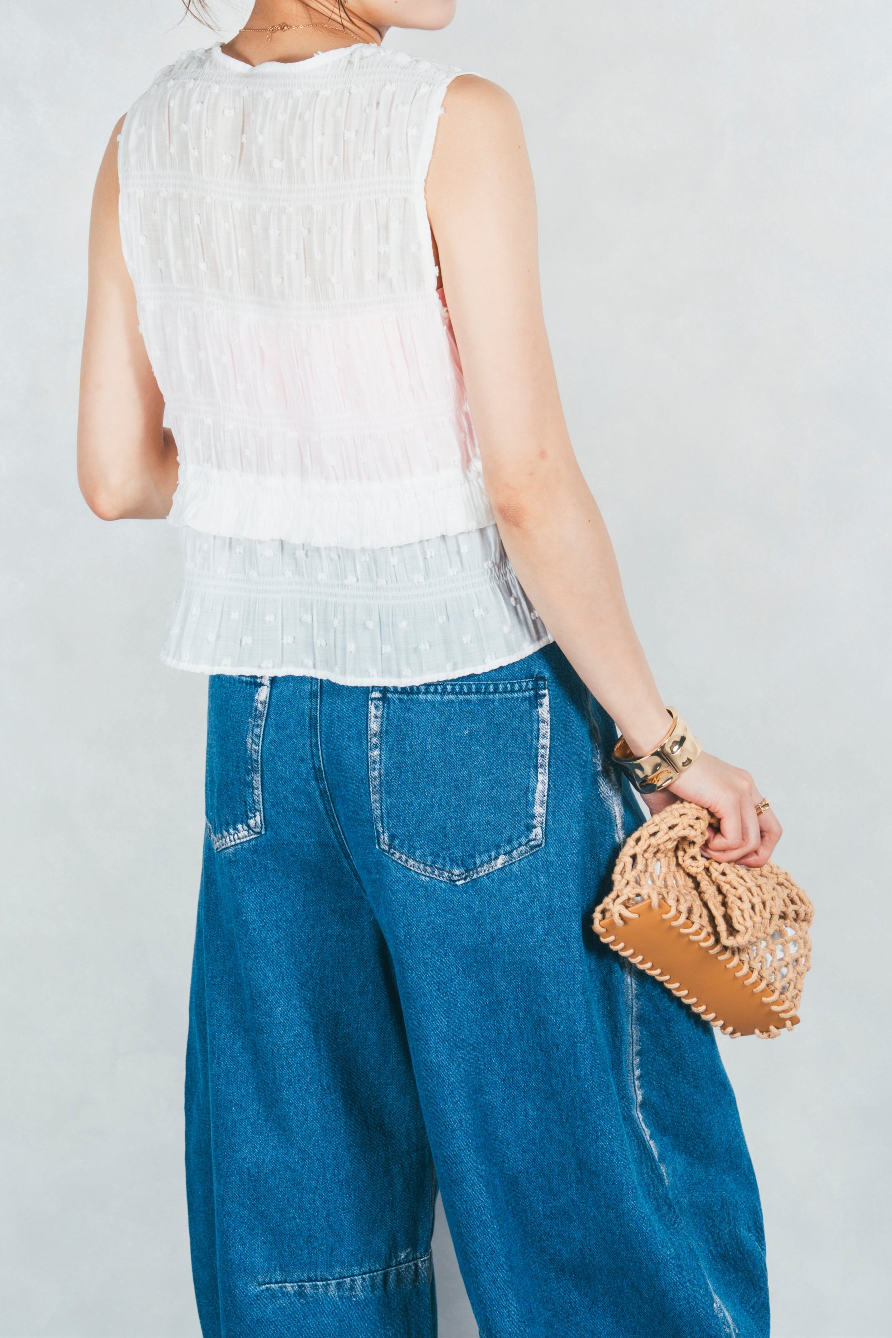 フロントリボンシャーリングトップス (OFF WHITE) – KaLae