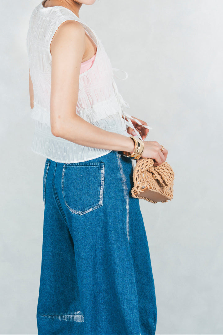フロントリボンシャーリングトップス (OFF WHITE)