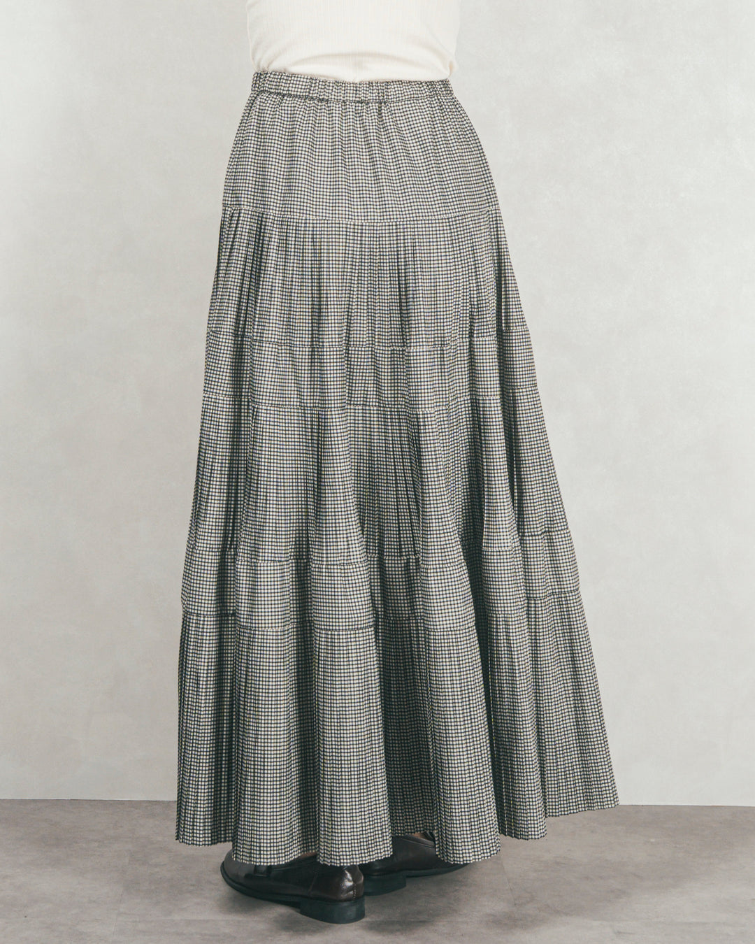 プリーツティアードLongスカート (CHECK)