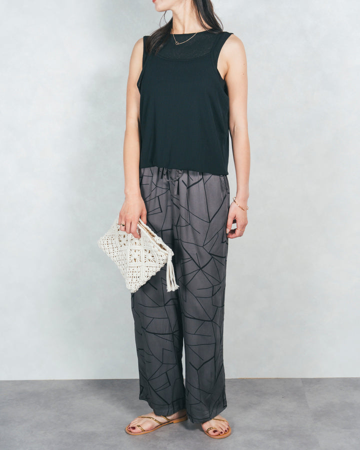 ［SET］2-Way バルーンヘムキャミタンク+シルキーリラックスプリントパンツ（2SET）