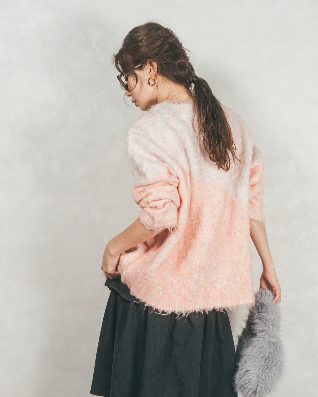 ［SET］Airyフェザー ニットカーディガン+Flareティアードロングスカート（2SET）