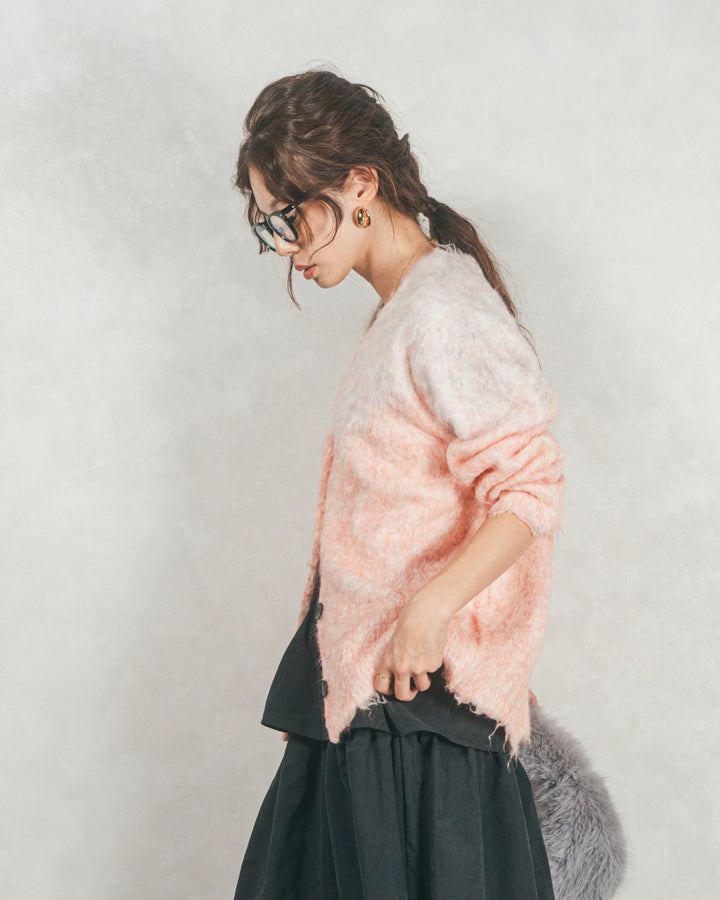 ［SET］Airyフェザー ニットカーディガン+Flareティアードロングスカート（2SET）