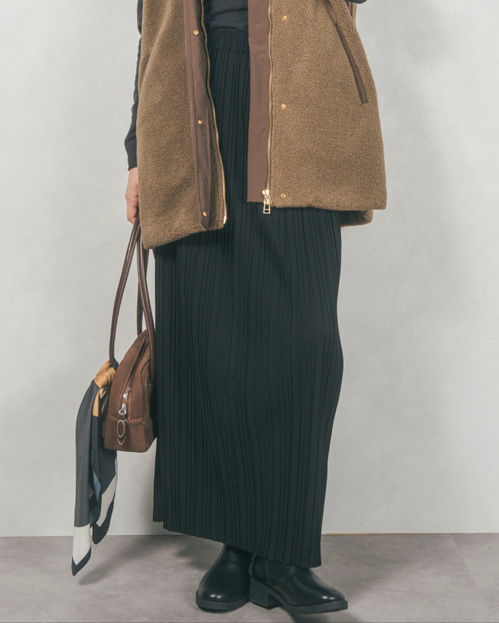 プリーツNarrowロングスカート (BLACK)