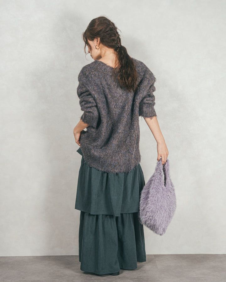 ［SET］Airyフェザー ニットカーディガン+Flareティアードロングスカート（2SET）