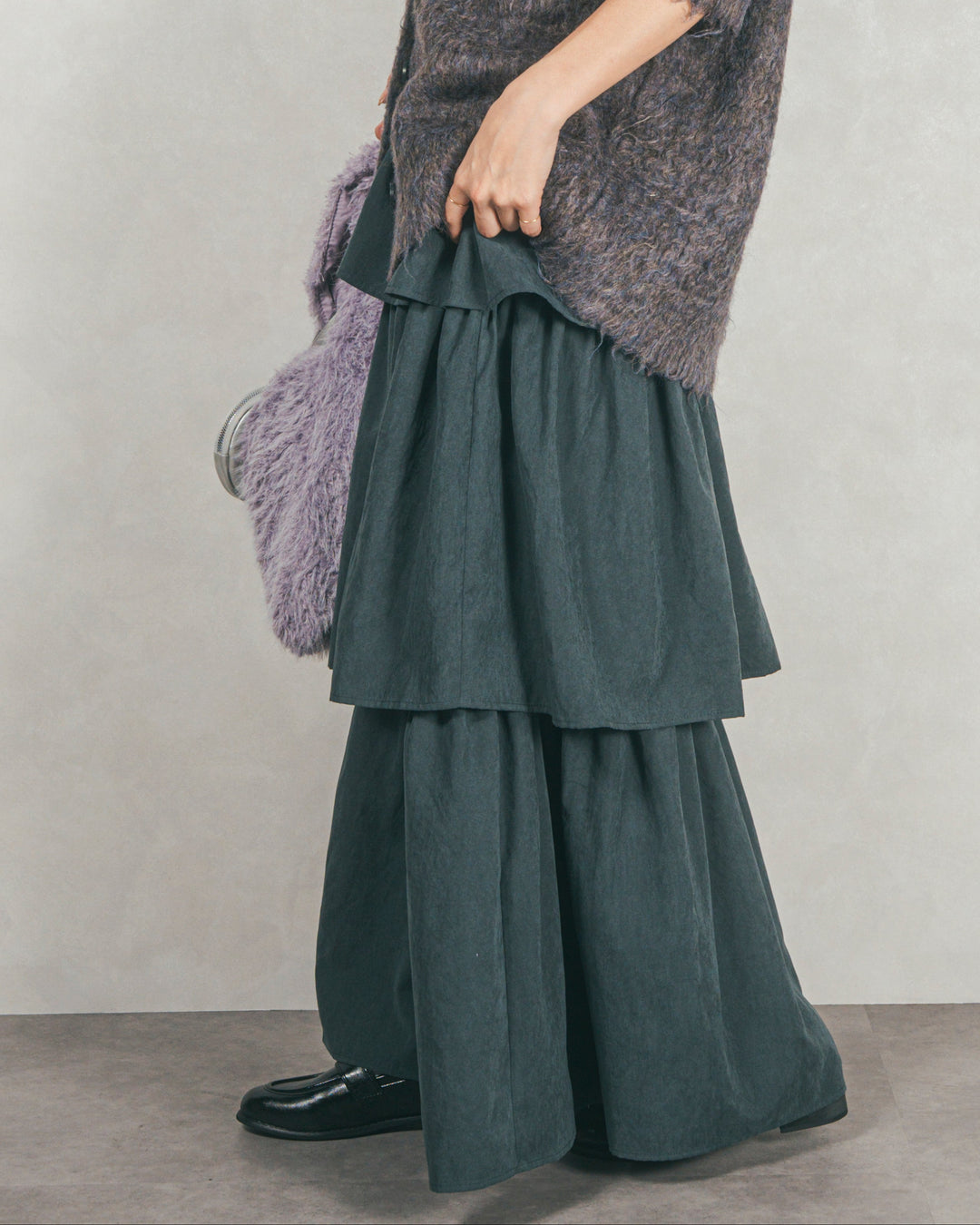 Flareティアードロングスカート (CHARCOAL GRAY)