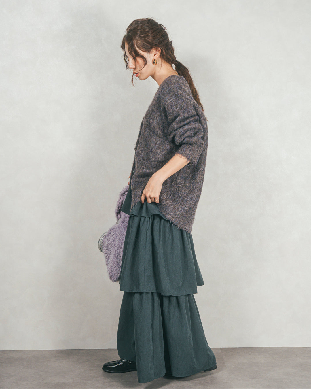 Flareティアードロングスカート (CHARCOAL GRAY)