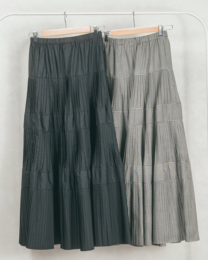 ［SET］Line Rib クルーネックニット+プリーツティアードLongスカート