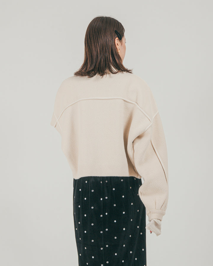 ［SET］Softショートニットブルゾン + Dot ベロアスカート（2SET）