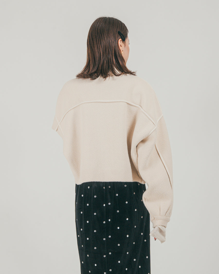 ［SET］Softショートニットブルゾン + Dot ベロアスカート（2SET）