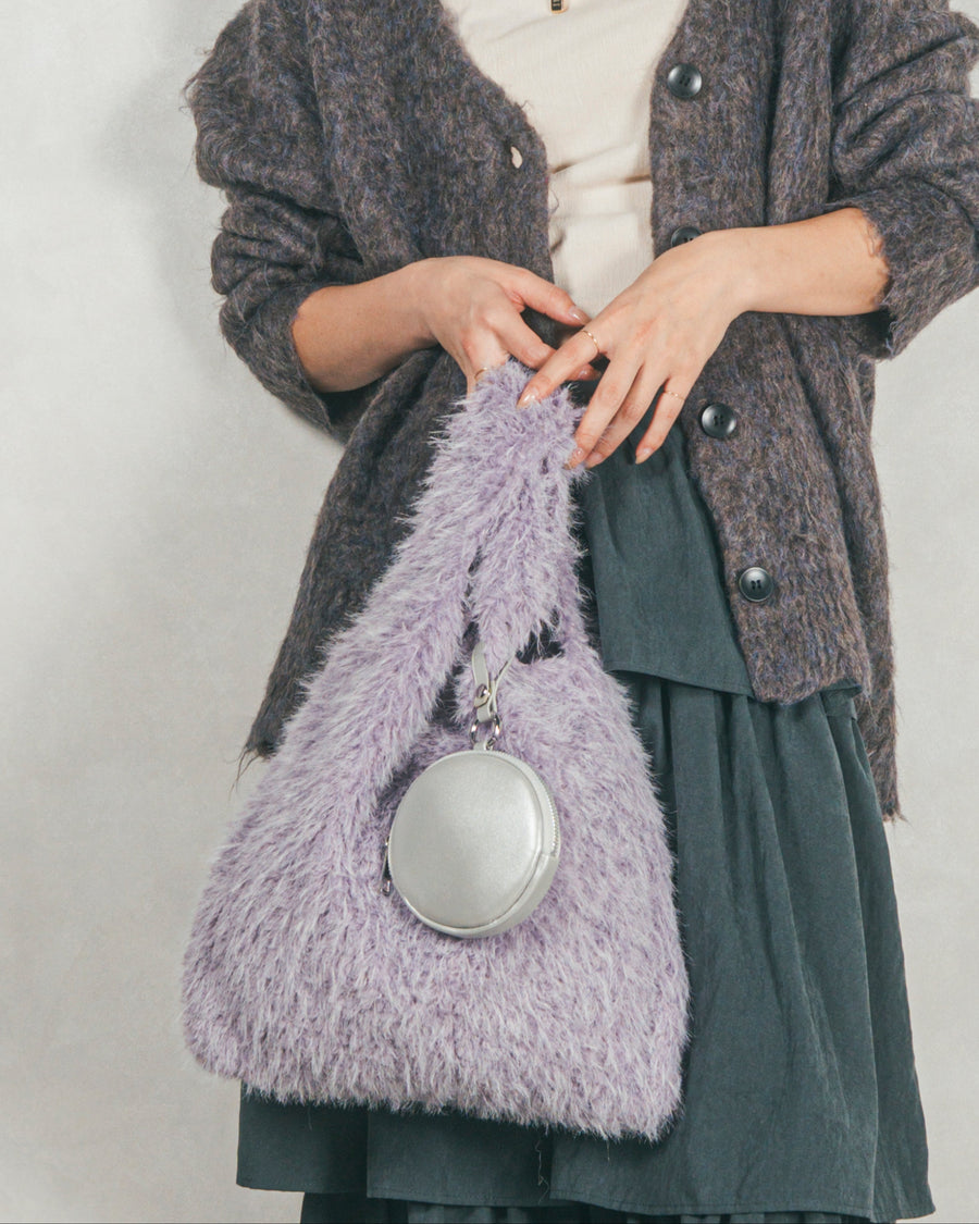 ［SET］ポーチ付Fairyファーバッグ+Cozyアンゴラ混ソックス（2SET）