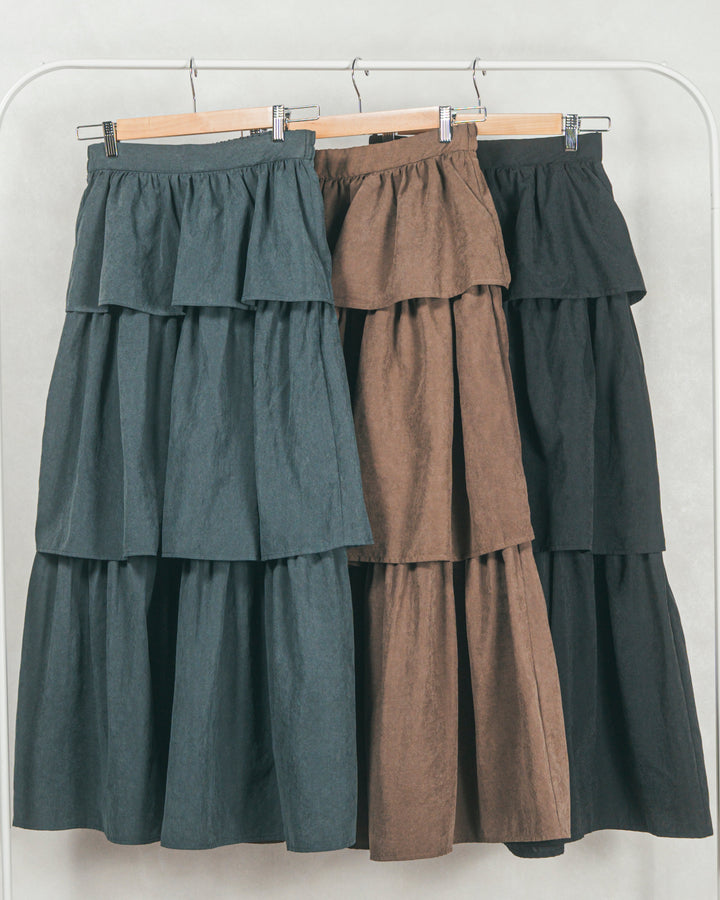 ［SET］Airyフェザー ニットカーディガン+Flareティアードロングスカート（2SET）