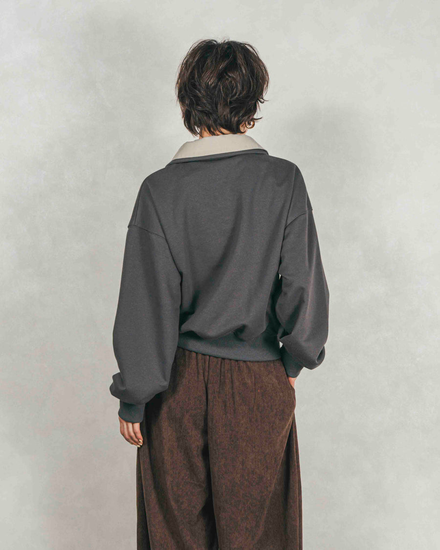 ［SET］シャツ Layered クロップドスウェット+サイドタックコクーンコーデュロイパンツ（2SET）