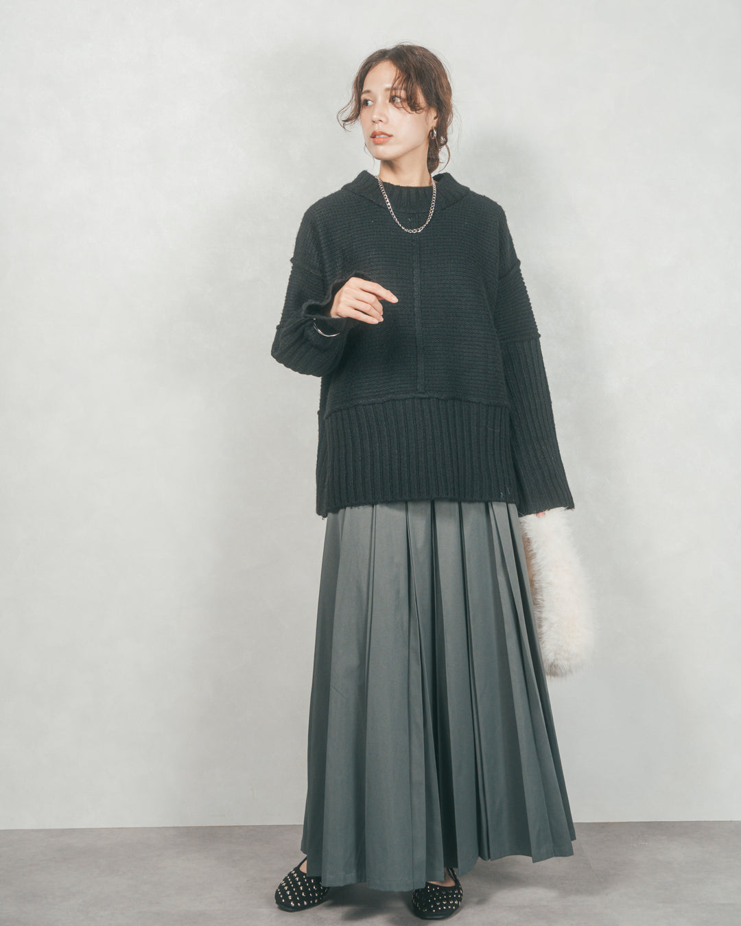 リンキングデザイン リラックスニット (BLACK)