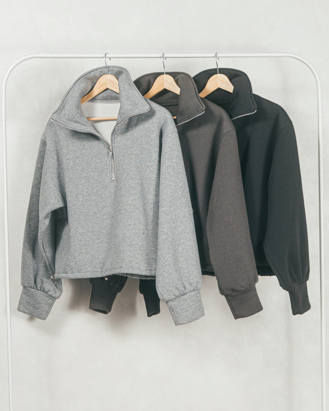 ［SET］裏起毛ハーフZipスウェット+Relax 裏起毛カーブパンツ（2SET）