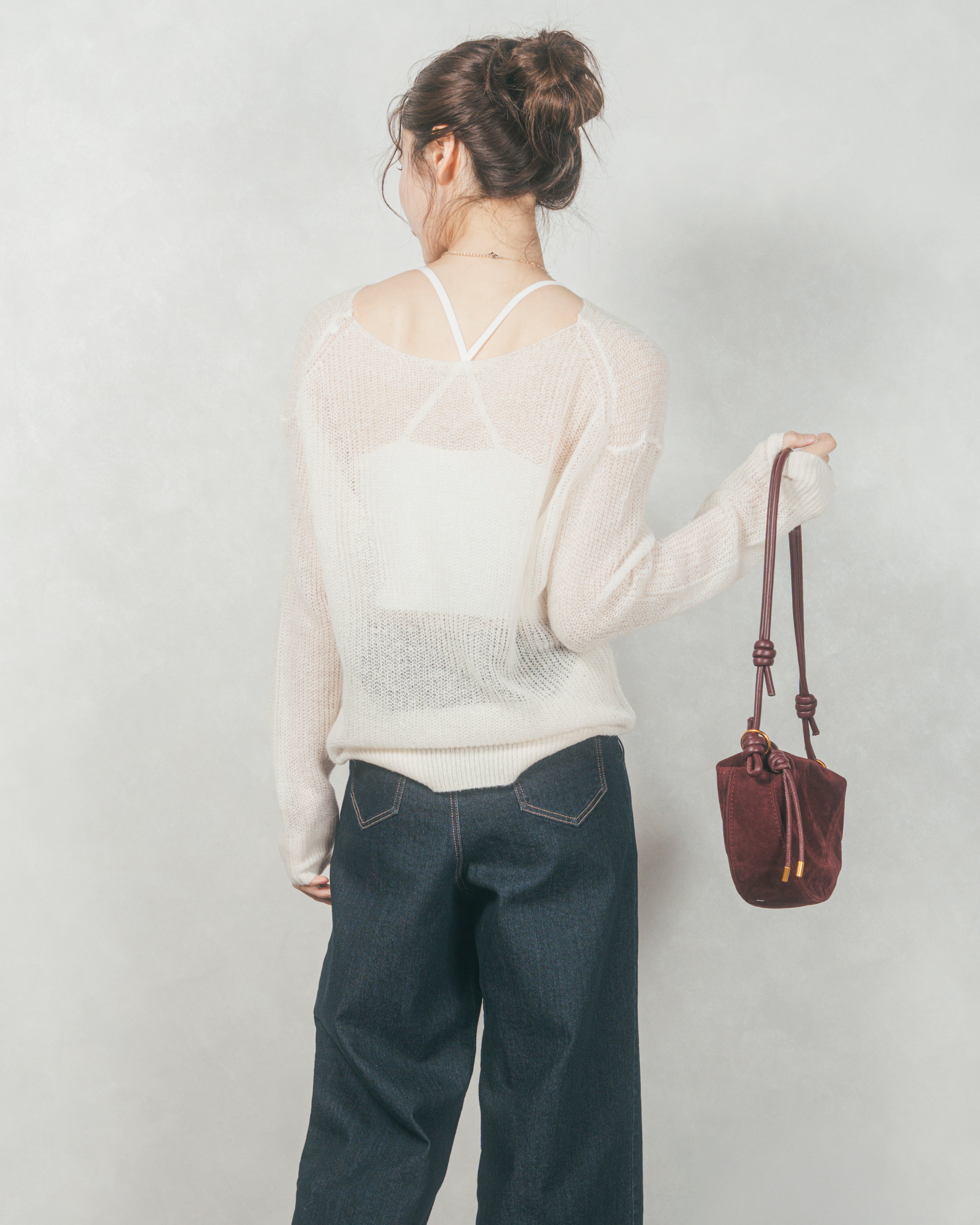 SET］Logo刺繍シアーアルパカニット +センターシーム リラックス