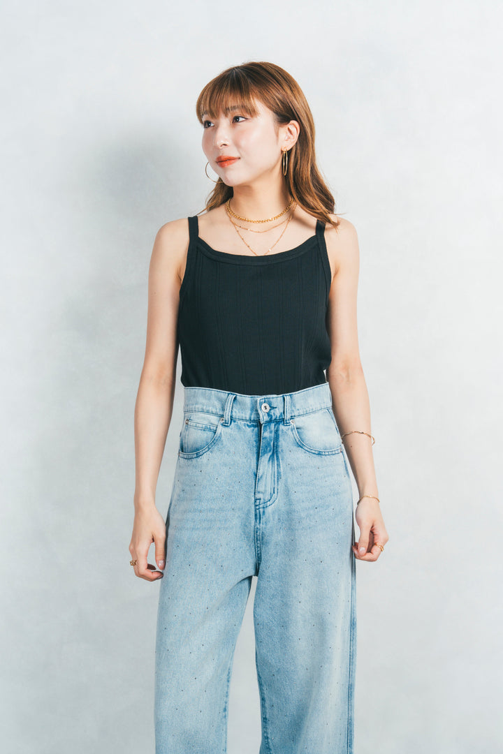 2-Way コットンリブキャミ (BLACK)