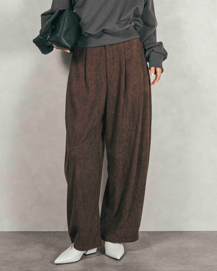 サイドタックコクーンコーデュロイパンツ (BROWN)