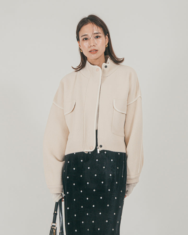 Softショートニットブルゾン