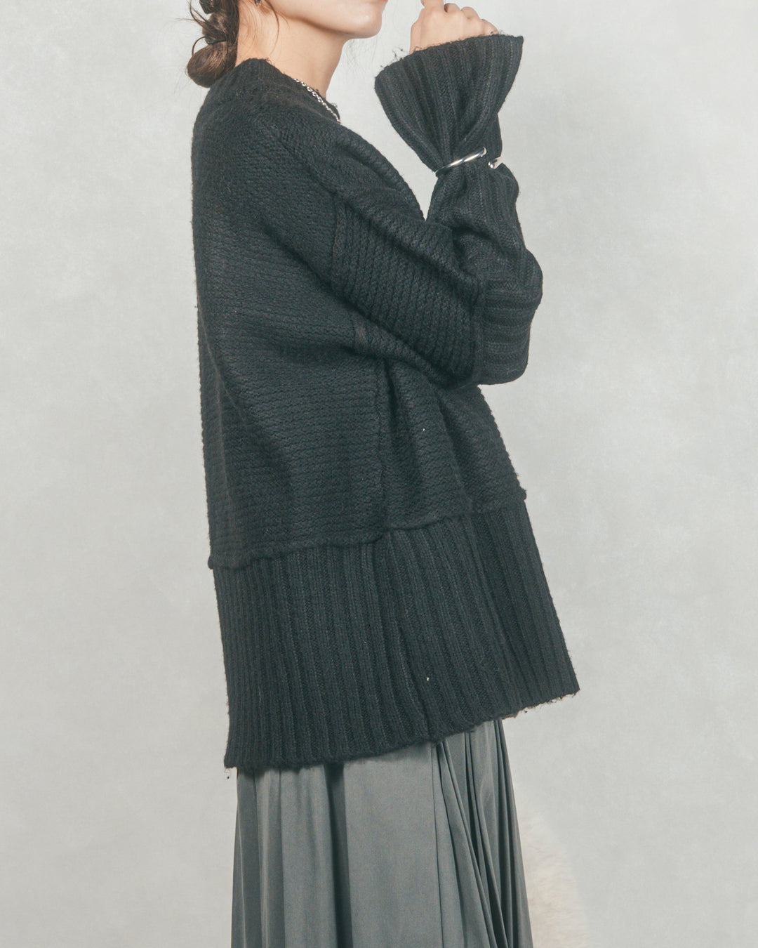 ［SET］リンキングデザイン リラックスニット+W-Tuckプリーツロングスカート（2SET）