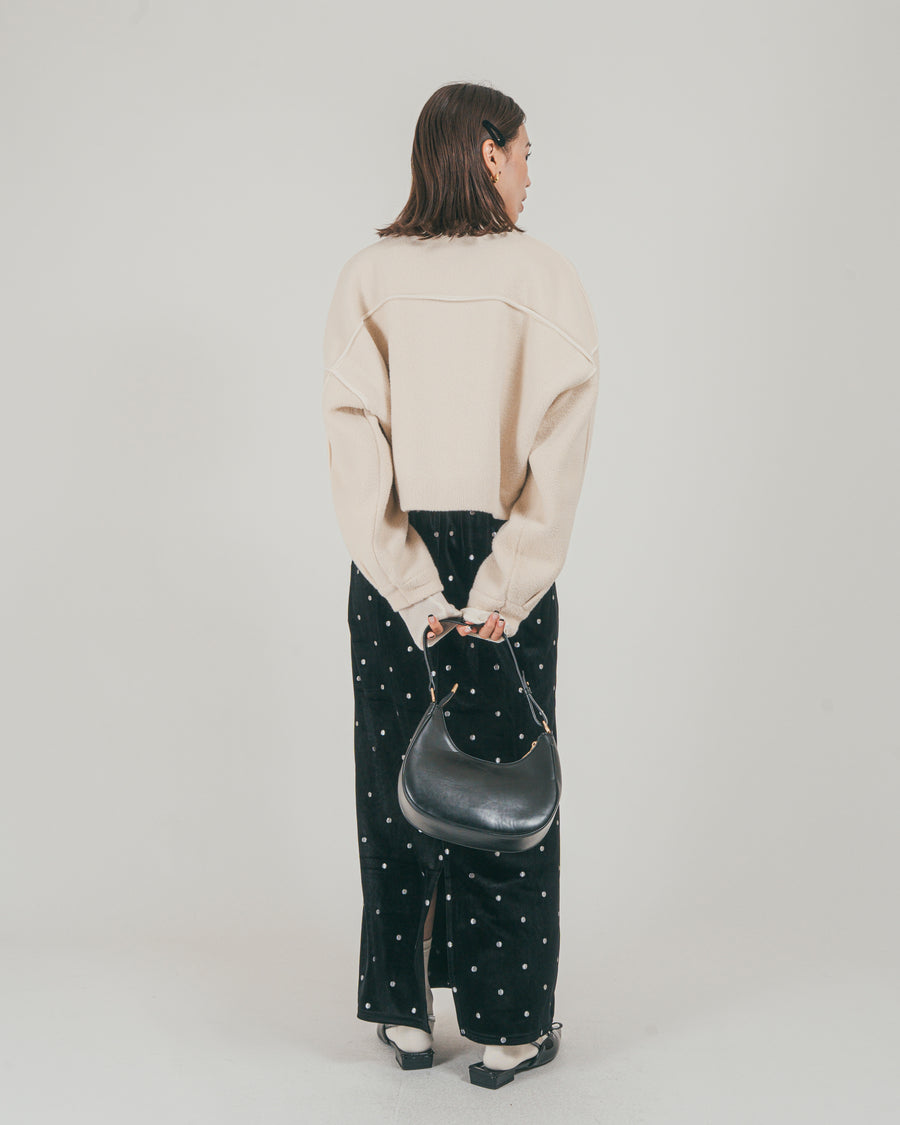 ［SET］Softショートニットブルゾン + Dot ベロアスカート（2SET）