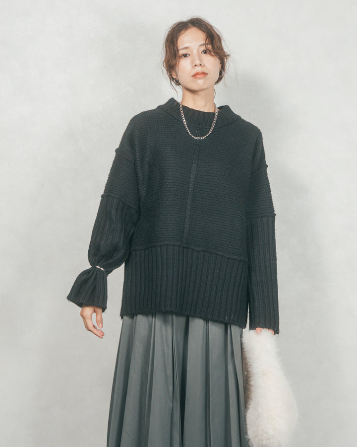 ［SET］リンキングデザイン リラックスニット+W-Tuckプリーツロングスカート（2SET）