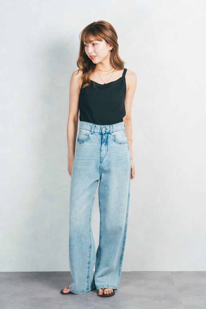 2-Way コットンリブキャミ (BLACK)
