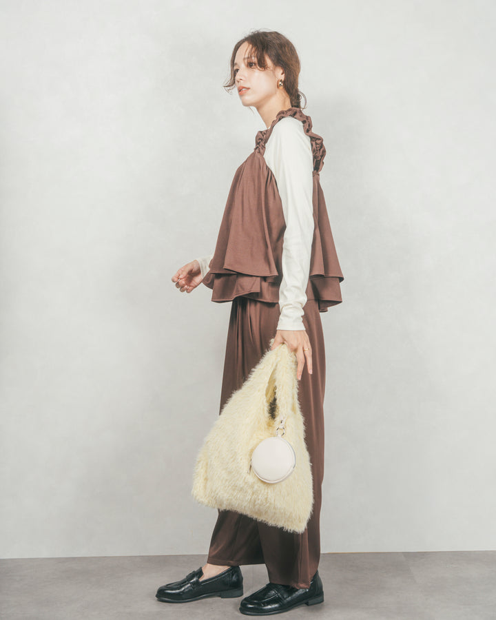 ［SET］Frillギャザービスチェ+リラックスコクーンパンツ（2SET）