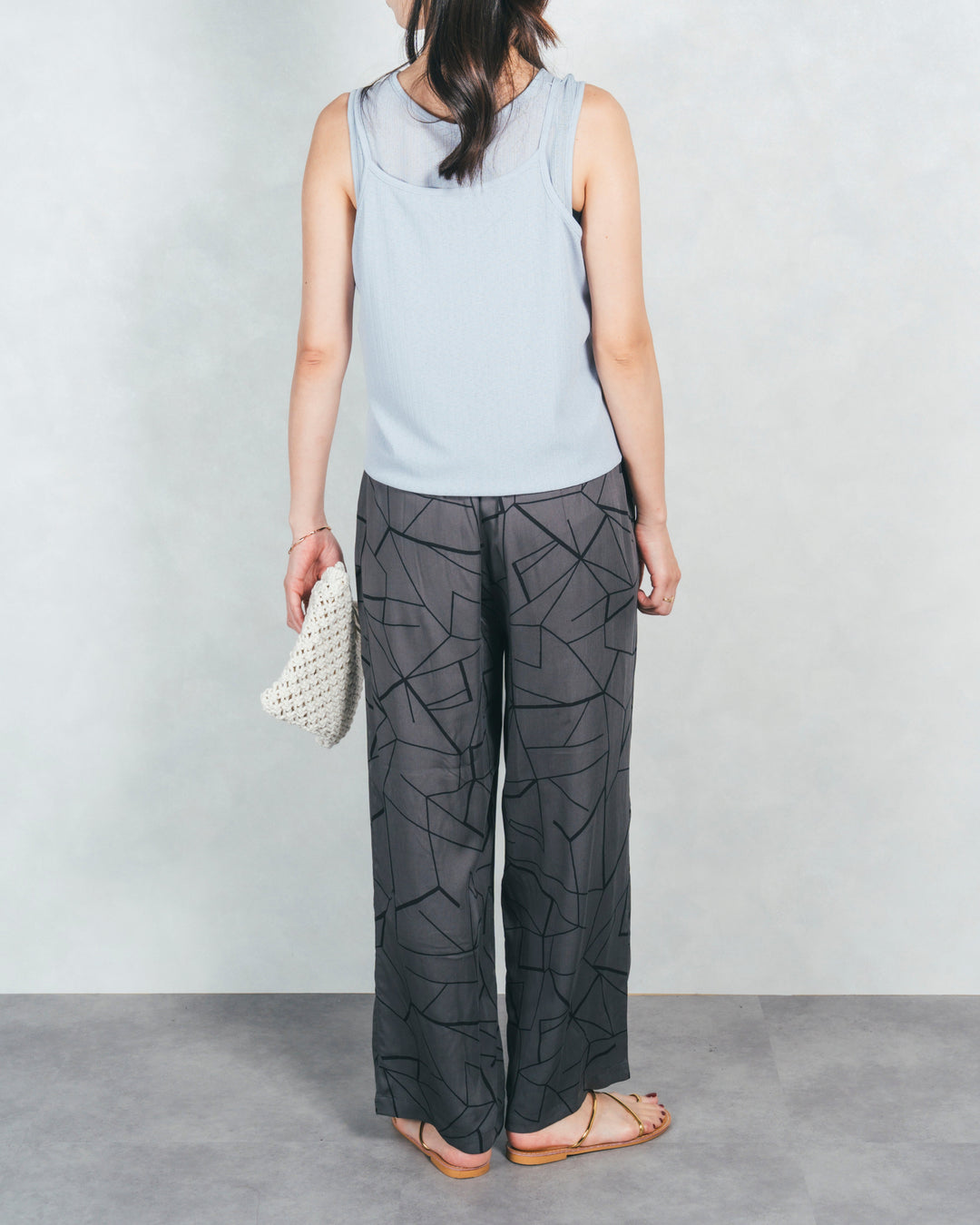 ［SET］2-Way バルーンヘムキャミタンク+シルキーリラックスプリントパンツ（2SET）