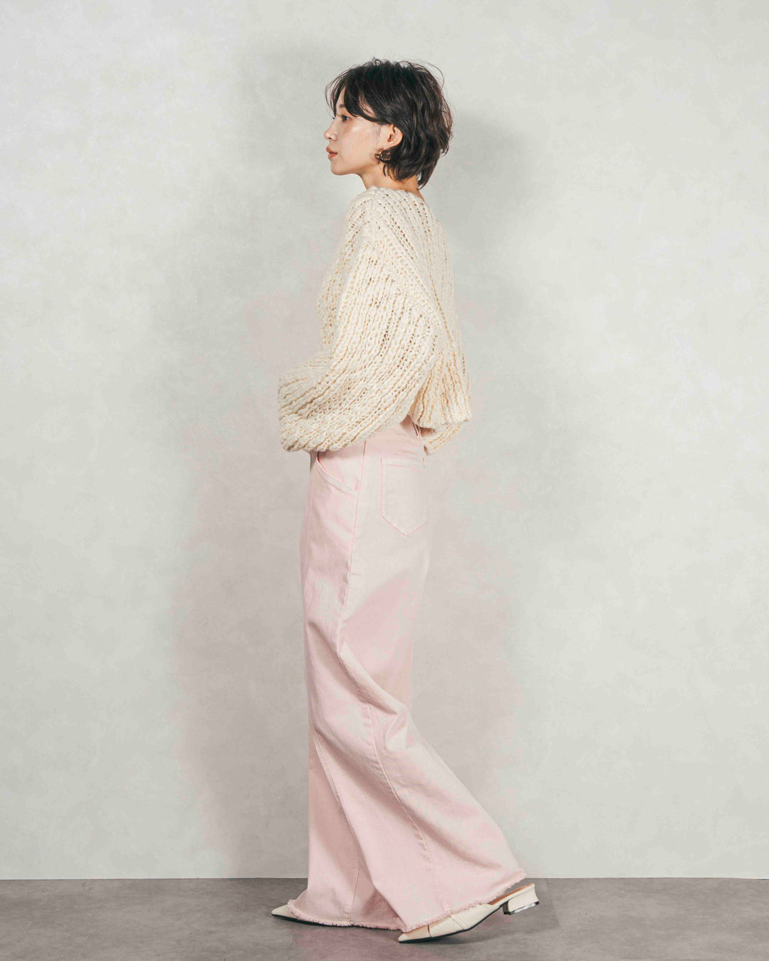 センターシーム リラックスカラーデニム (PINK)