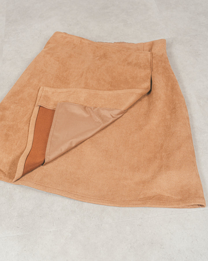 スウェードライクラップスカート (CAMEL)