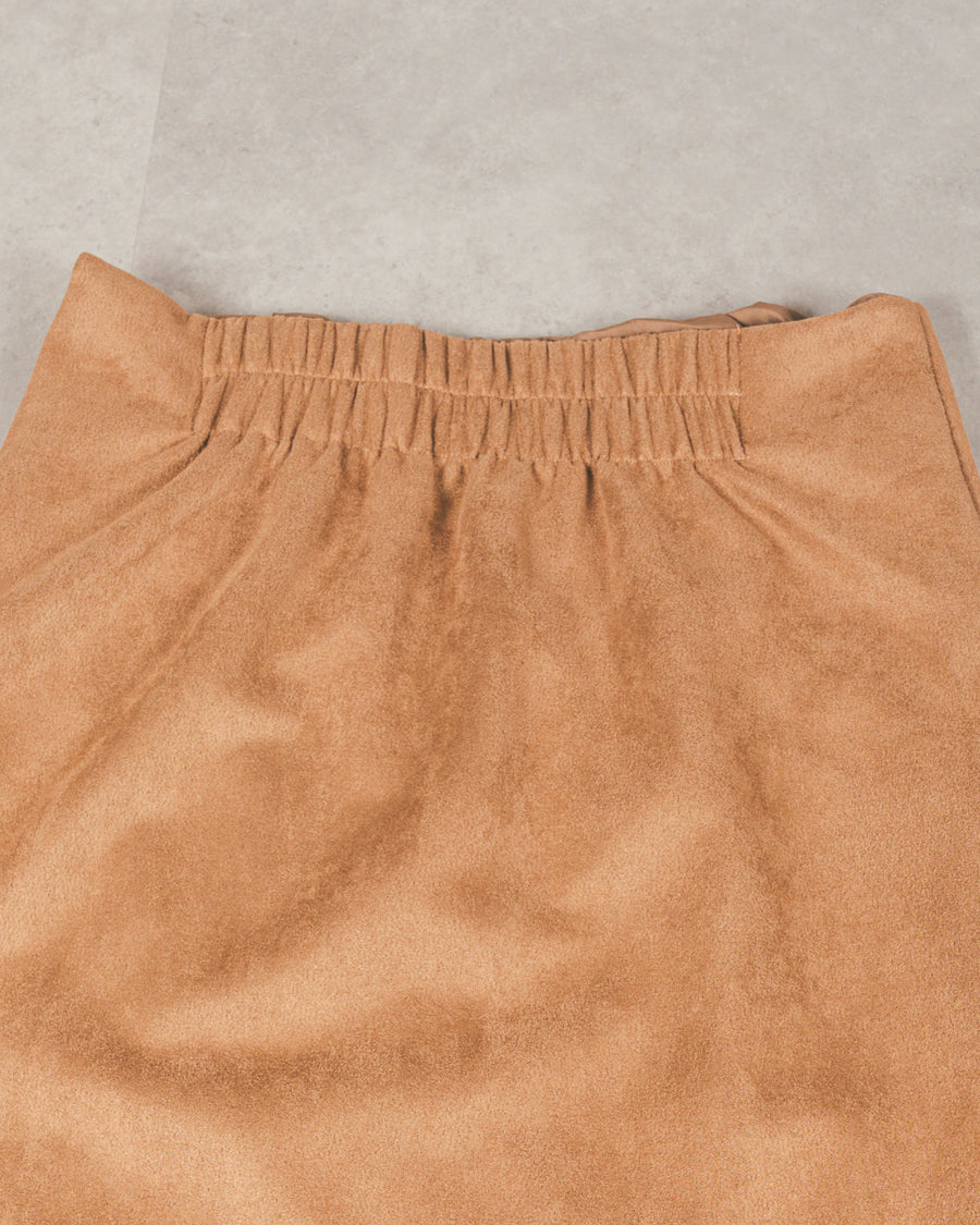 ［SET］ケーブルKnitクルーカーディガン+スウェードライクラップスカート（2SET）