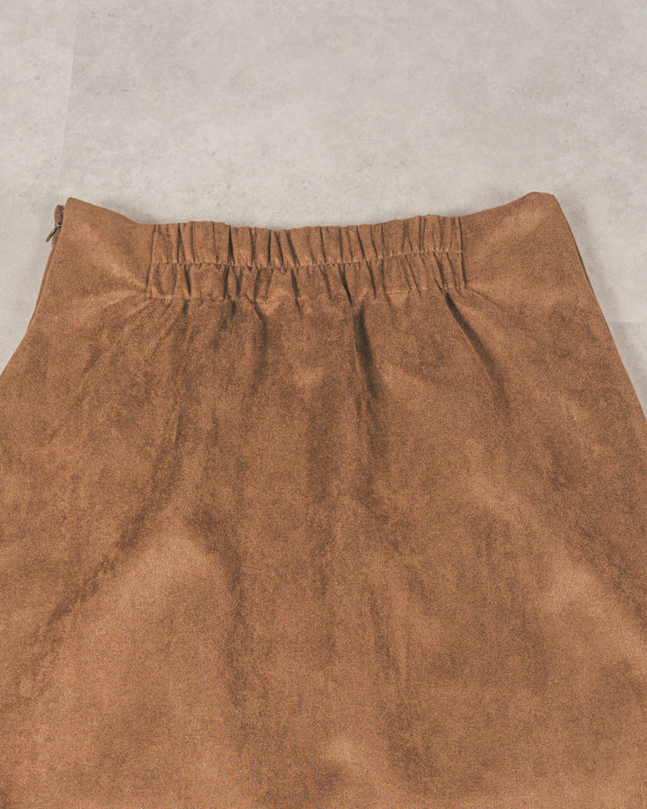 スウェードライクラップスカート (BROWN)