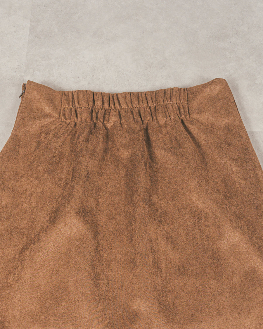 ［SET］ケーブルKnitクルーカーディガン+スウェードライクラップスカート（2SET）