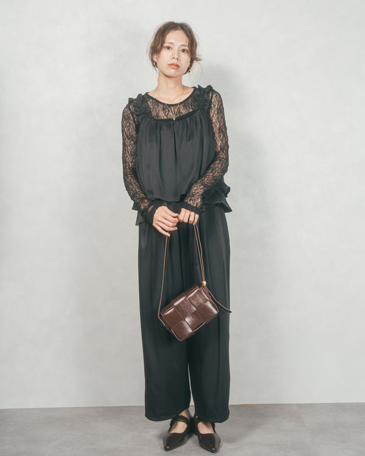 ［SET］Frillギャザービスチェ+リラックスコクーンパンツ（2SET）