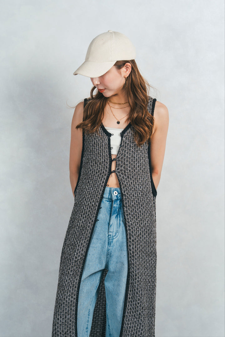 ［SET］Multi-Way ロングジレ＋ラインストーンストレートデニム