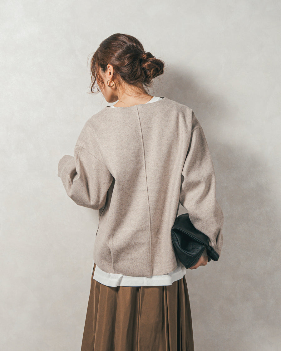 ［SET］Smoothニットソー Vネックプルオーバー+W-Tuckプリーツロングスカート（2SET）