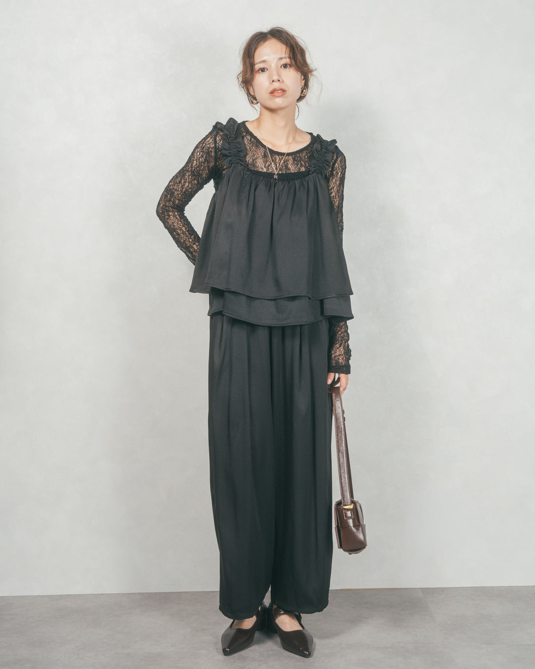 リラックスコクーンパンツ (BLACK)