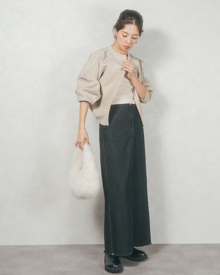 ラメニットzipカーディガン (GLITTER GOLD)