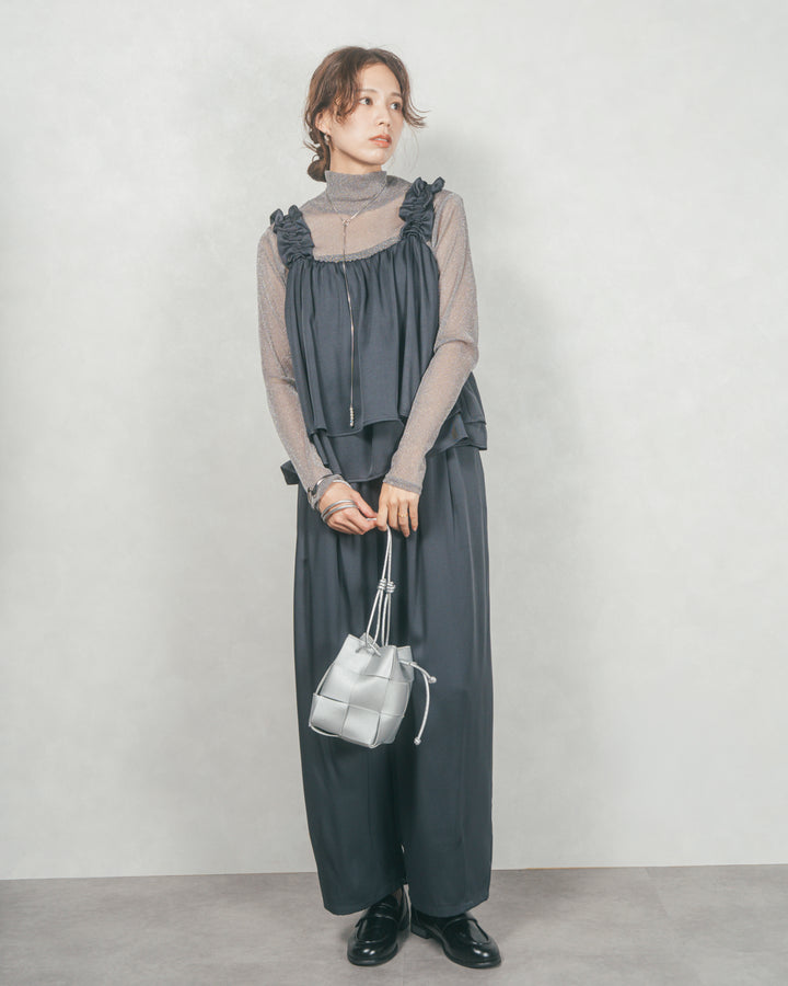 ［SET］Frillギャザービスチェ+リラックスコクーンパンツ（2SET）