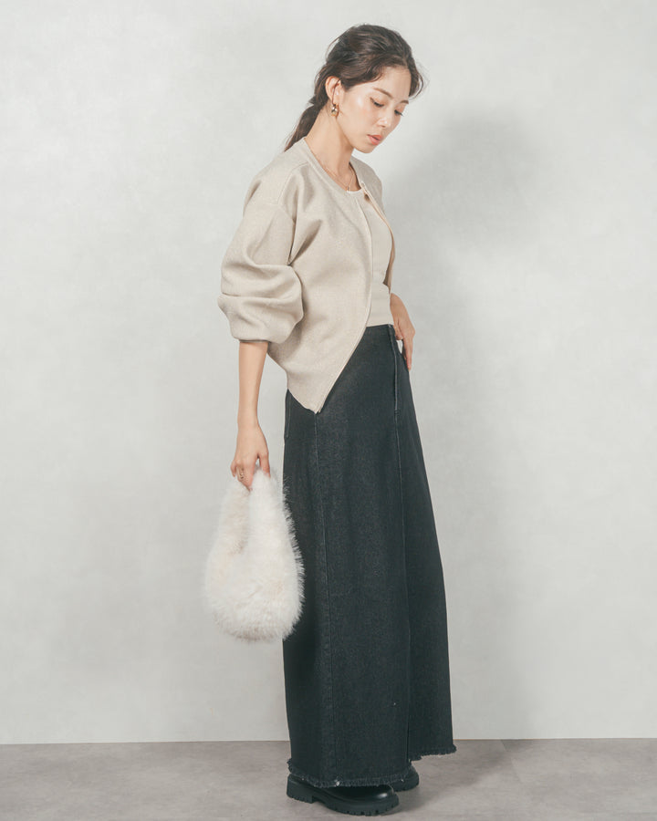 ラメニットzipカーディガン (GLITTER GOLD)