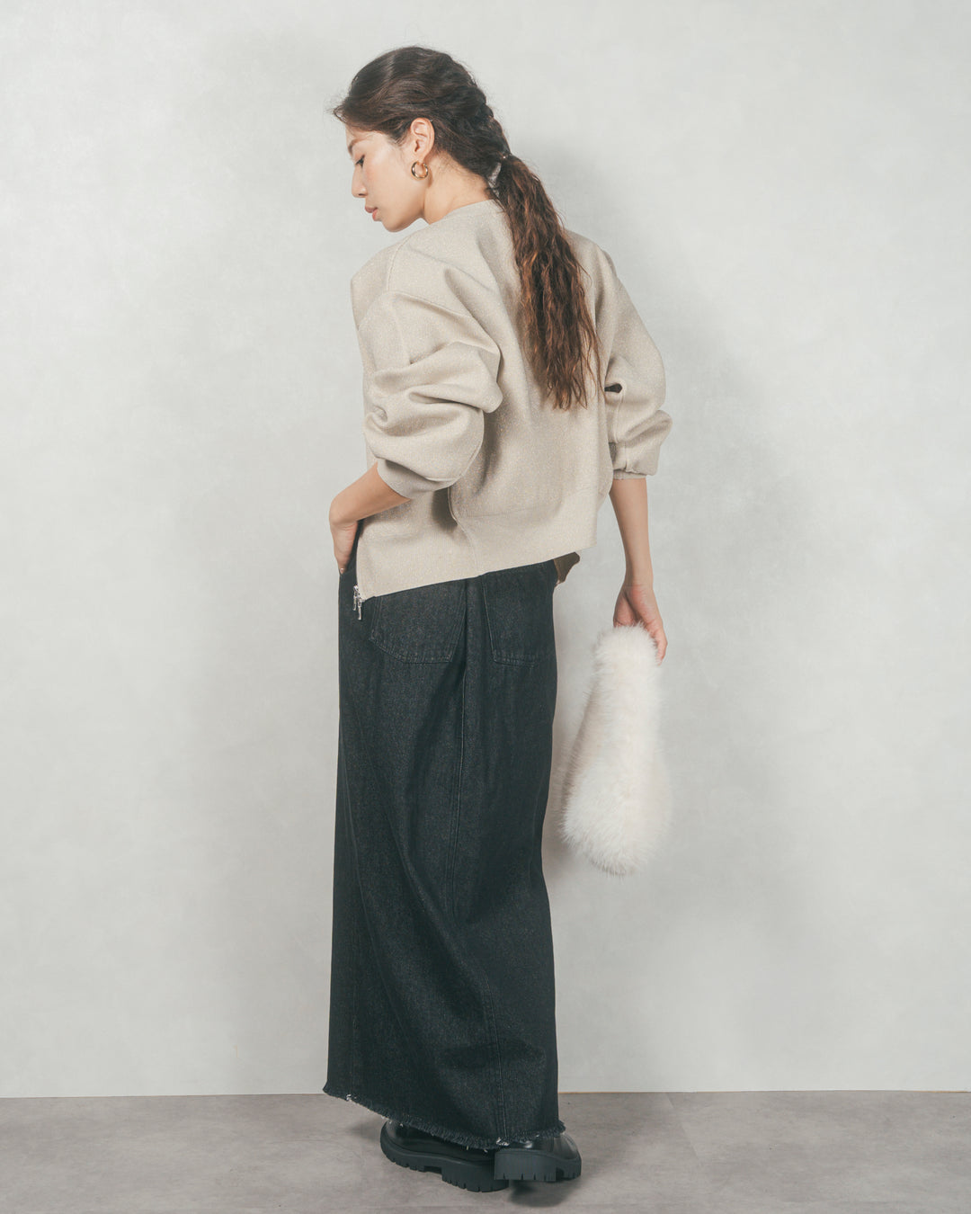 ラメニットzipカーディガン (GLITTER GOLD)