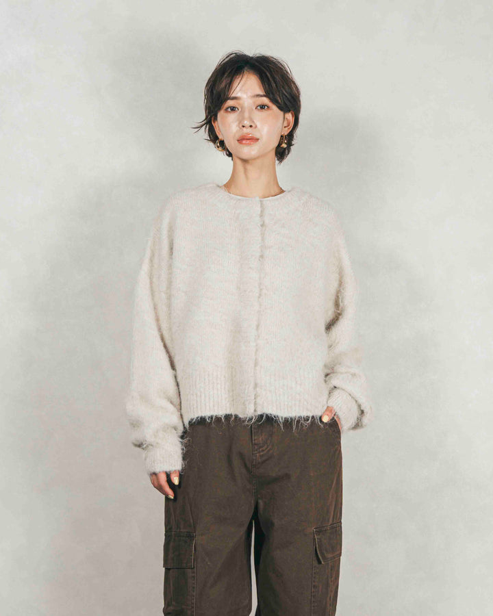 ［SET］ミックスヤーン2WAYカーディガン+ピグメントツイルカーゴパンツ（2SET）