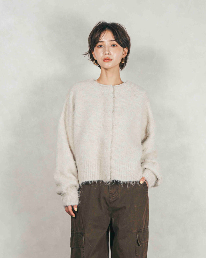 ［SET］ミックスヤーン2WAYカーディガン+ピグメントツイルカーゴパンツ（2SET）