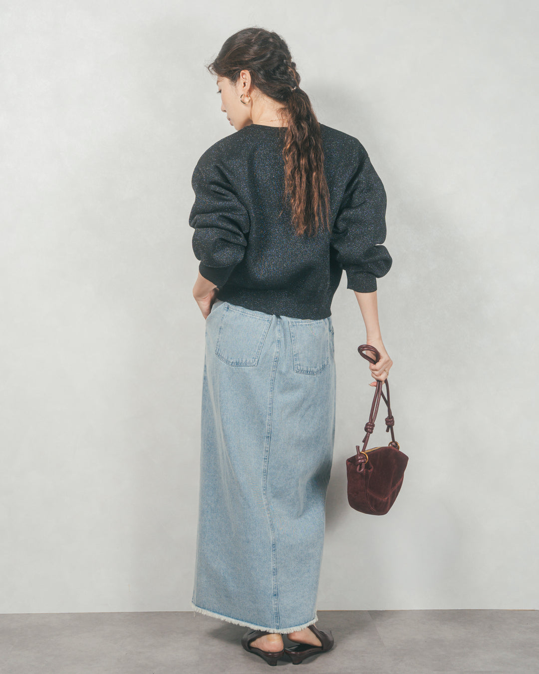 ラメニットzipカーディガン (GLITTER BLACK)