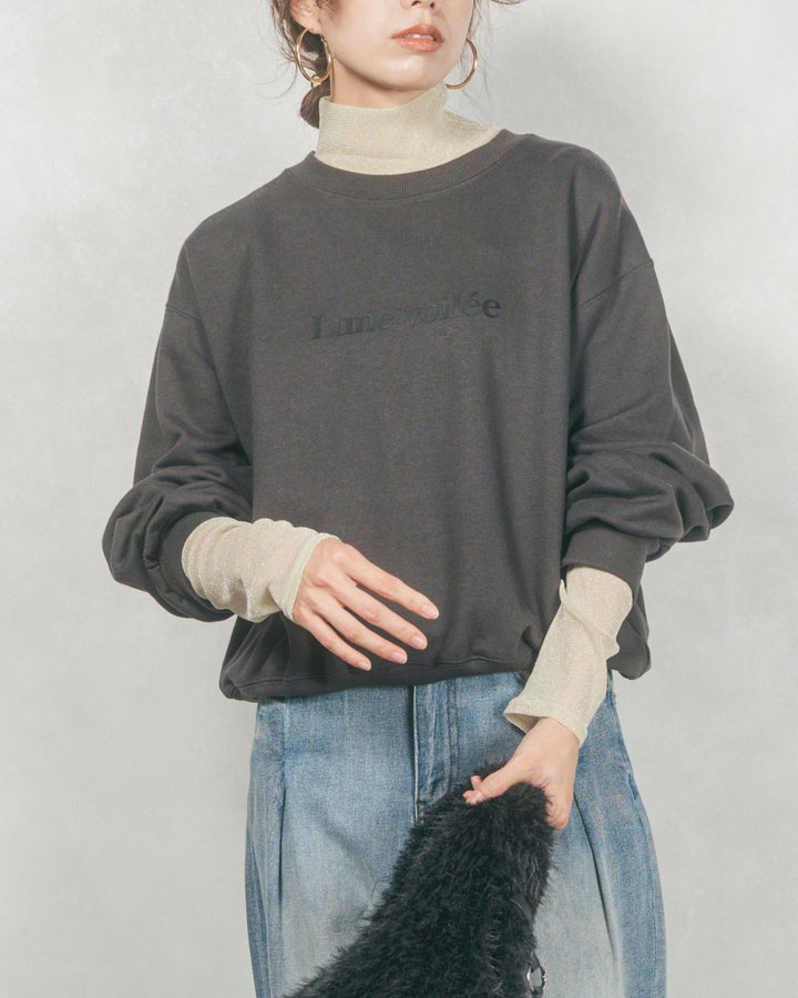 ラメSheerハイネックトップス (YELLOW GREEN)