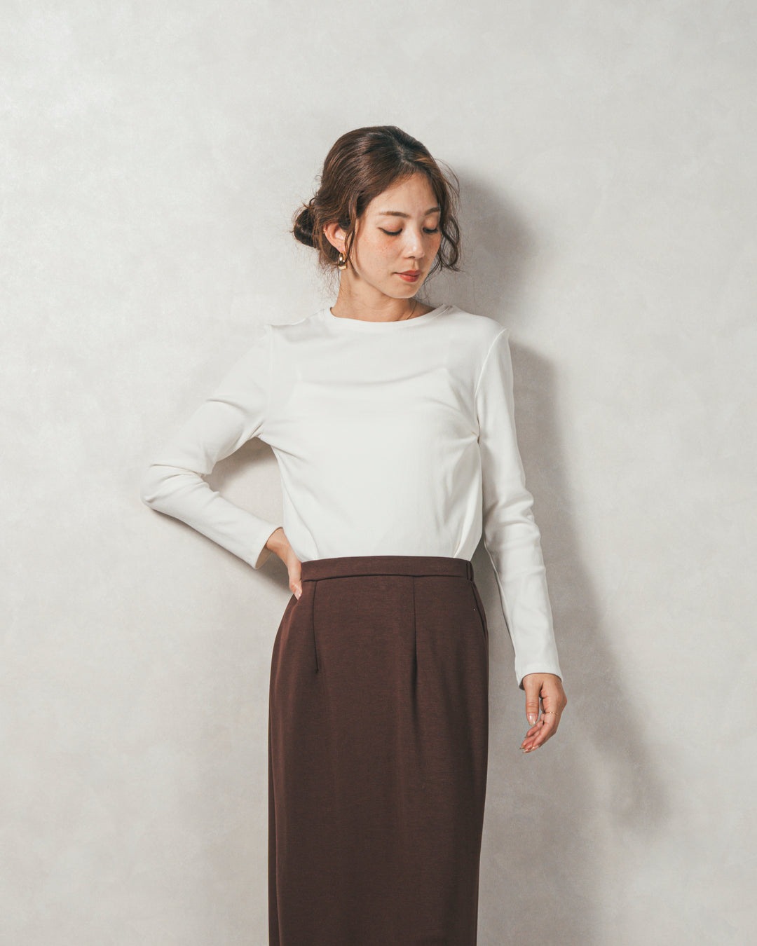 ［SET］【2枚SET】チュールshirringトップス&リブトップス+Multi-Way ライトポンチペプラムスカート（2SET）