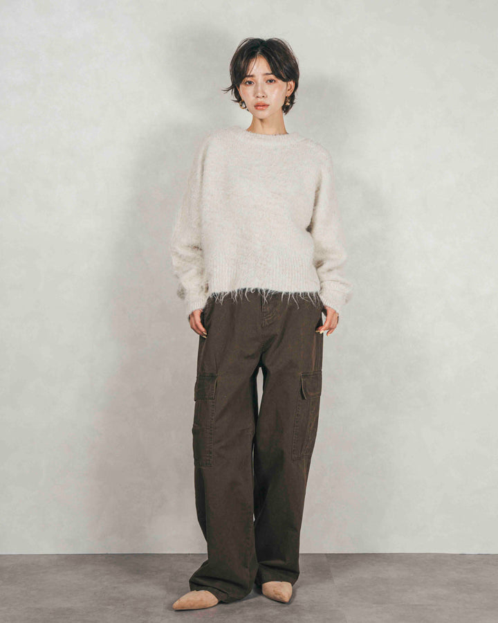 ［SET］ミックスヤーン2WAYカーディガン+ピグメントツイルカーゴパンツ（2SET）
